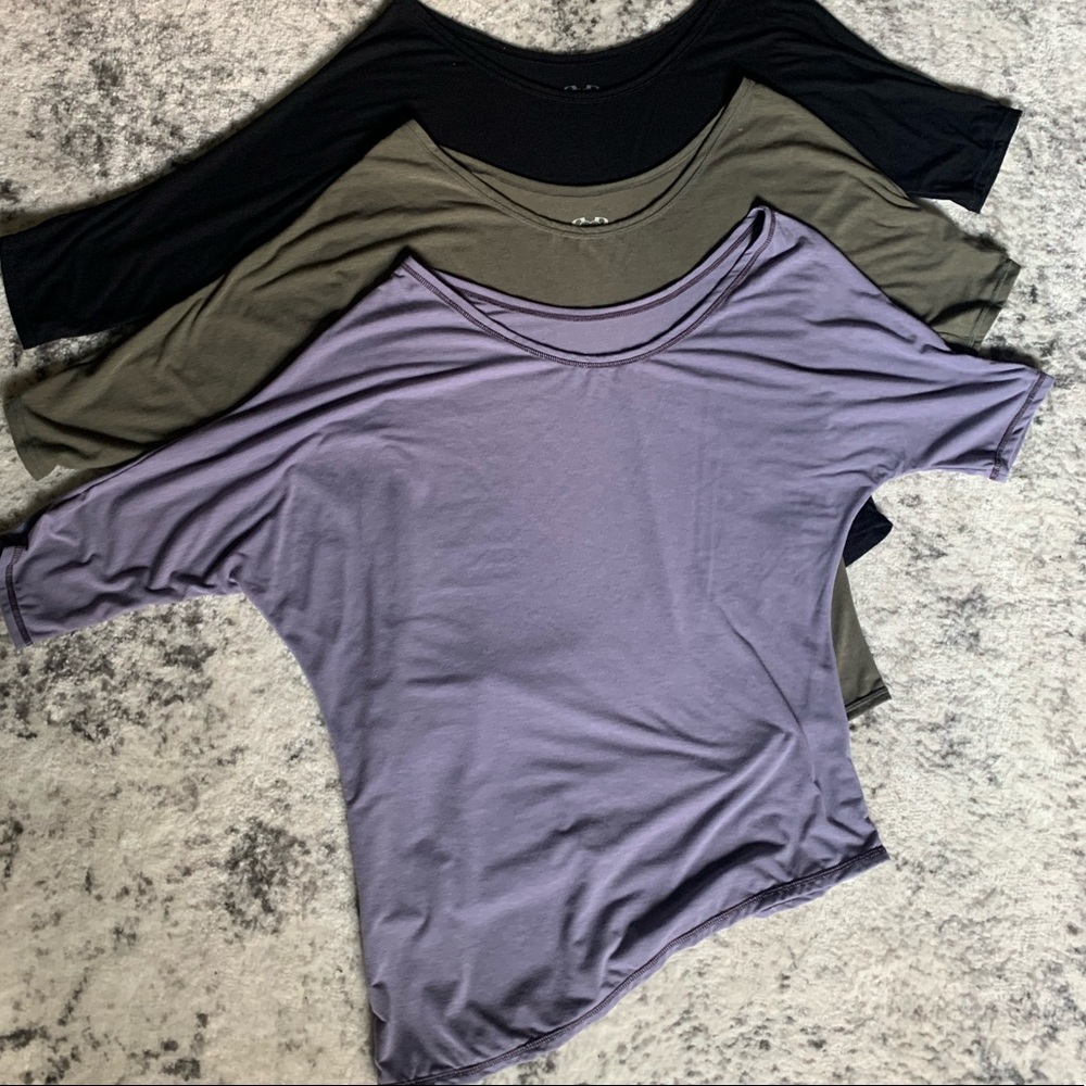 Blessed Bodywear lot of 3 asymmetrical athletic wear tees size Small.